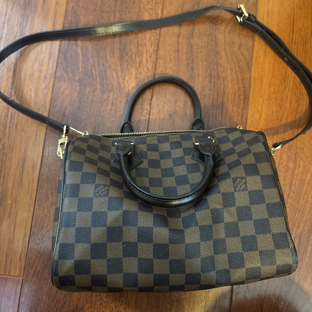 Checkered Brown Handbag